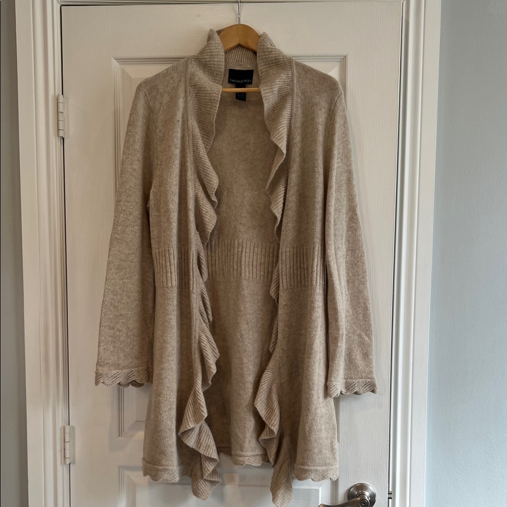 Cynthia Rowley XL Cream Ruffled Cardigan